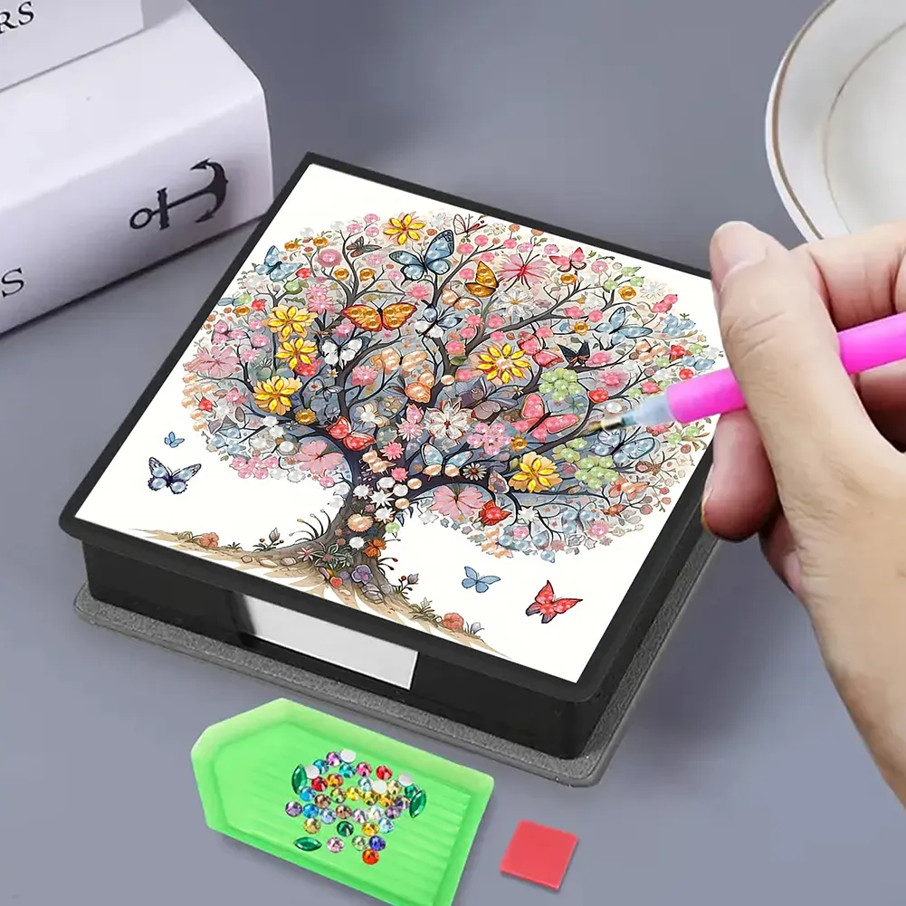 Butterfly Tree PU Diamond Painting Note Box Contains 160 Sheets of Paper