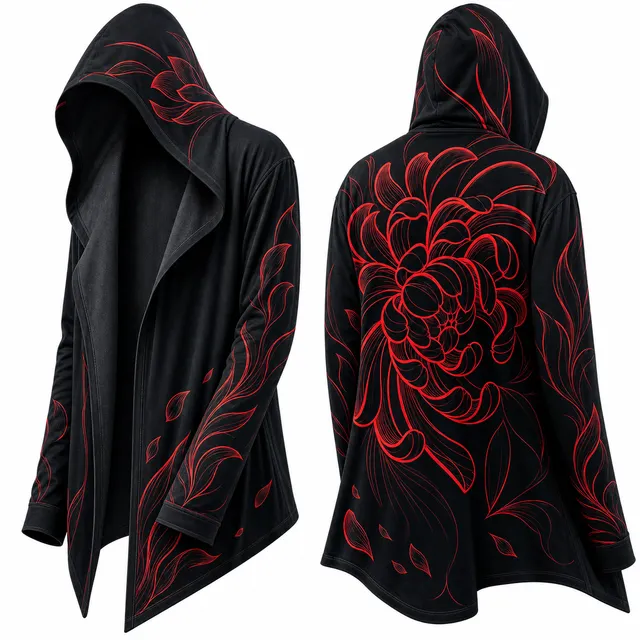Techwear Japanese Golden Dragon Hooded Cloak Jacket
