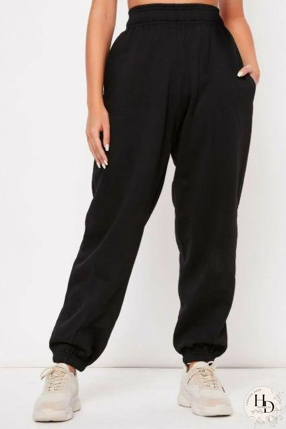 Multi-pocket Sweatpants Women Casual High Elastic Waist Drawstring