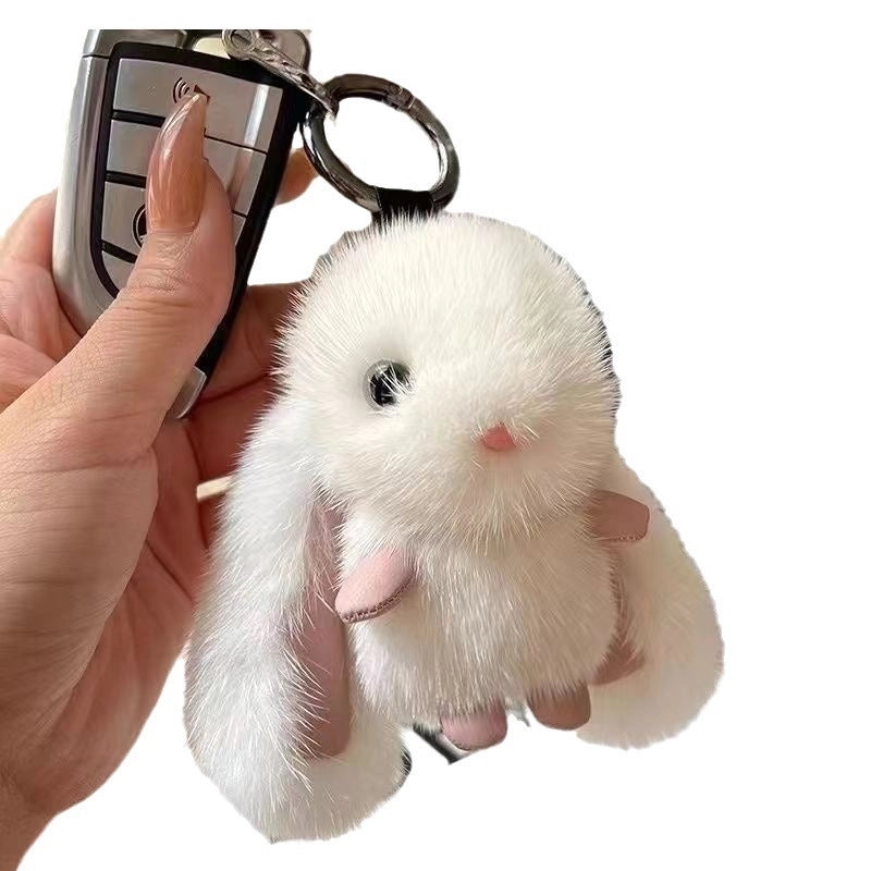 Cute Sweet Rabbit Artificial Wool Knitting Water Flow Women’s Bag Pendant Keychain