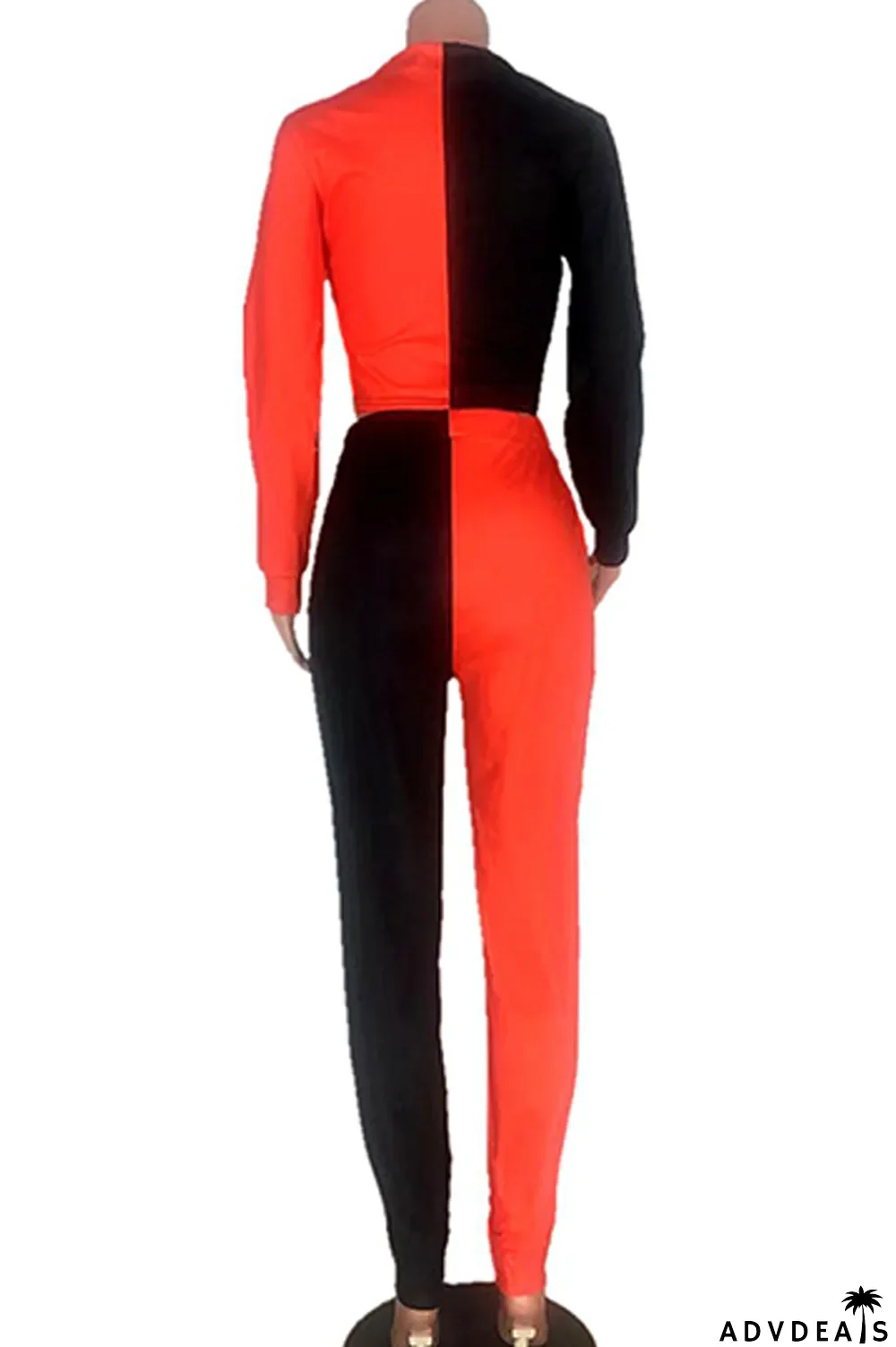 Red Celebrities Two Piece Suits Print Straight Long Sleeve Two-piece Pants Set