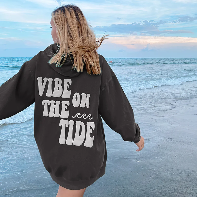   Vibe On The Tide Print Casual Hoodie - Neojana