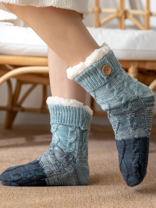 Casual Home Gradient Coral Fleece Floor Socks Pile Pile Socks Autumn Winter Thickening Warm Accessories socialshop