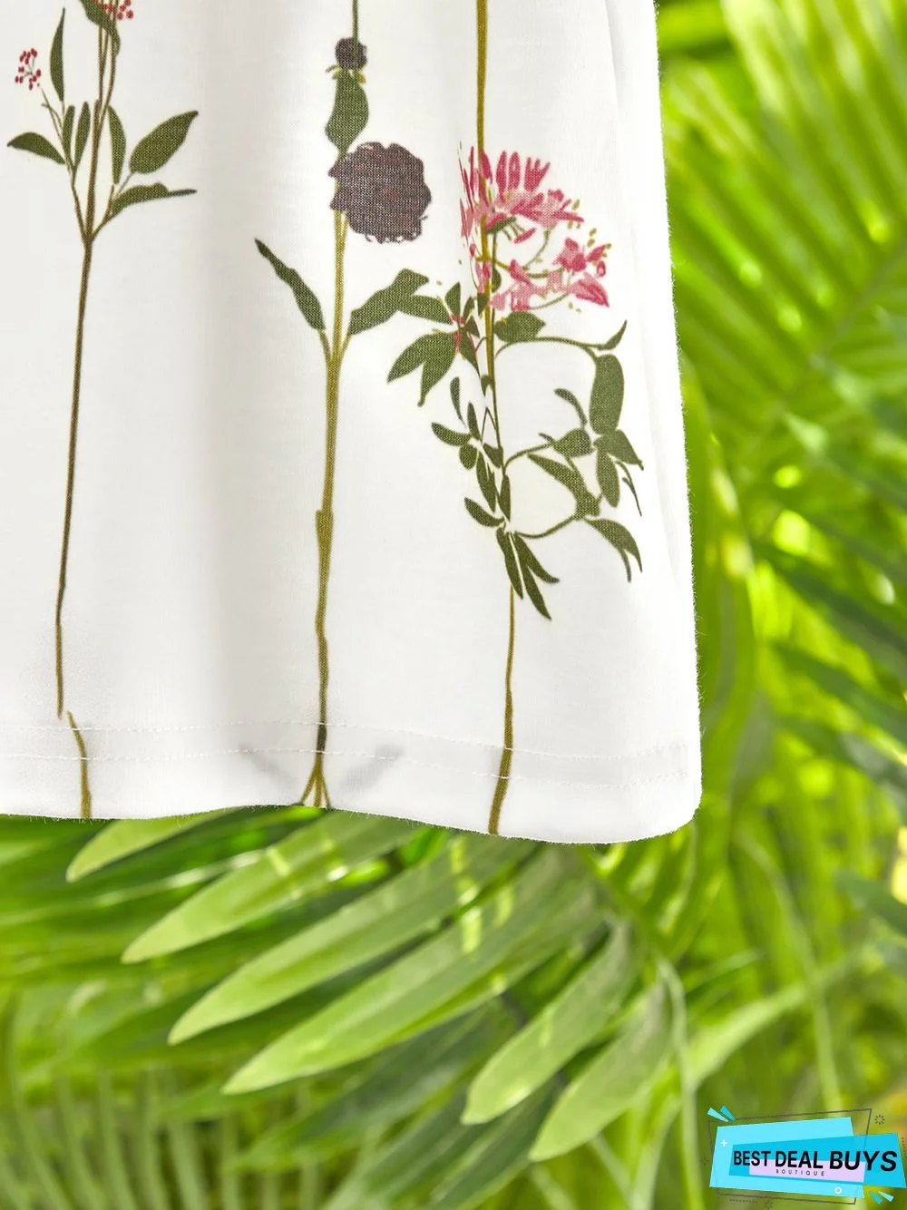 Cotton-Blend Floral Boho Loose Midi Dress