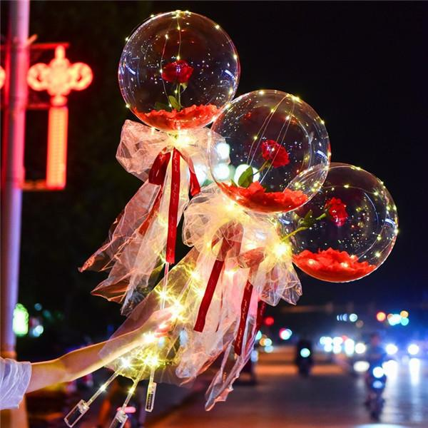 Valentinstag M/ädchen Geburtstag Hochzeitsfeier Dekoration Geschenk Luftballons A Transparenter Ballon mit Rosenbl/üte Weihnachten Homemarke LED Luminous Balloon Rose Bouquet