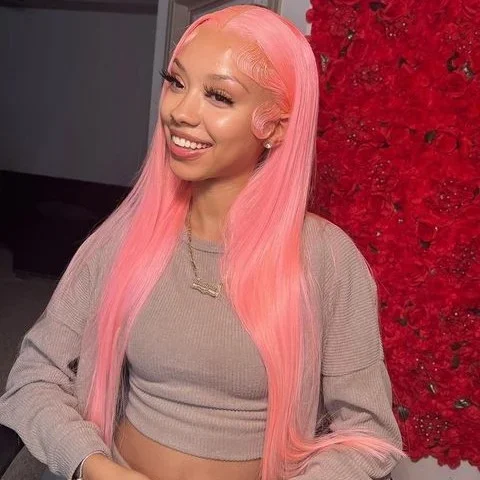 Light Pink Transparent Lace Front Wig
