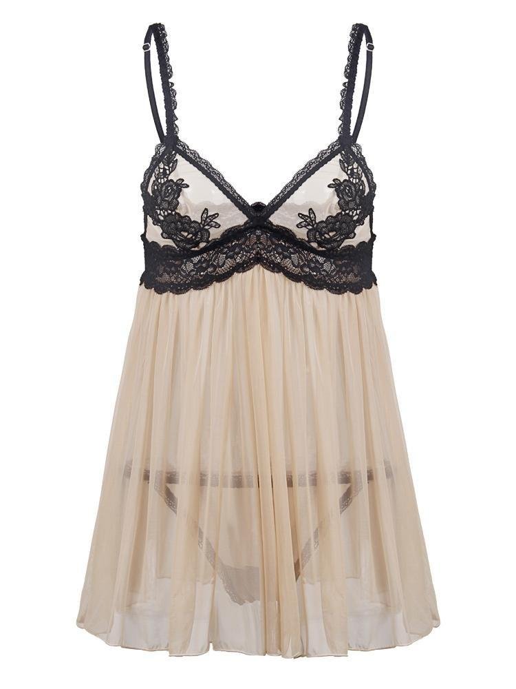 Embroidered Lace Transparent Suspender Skirt