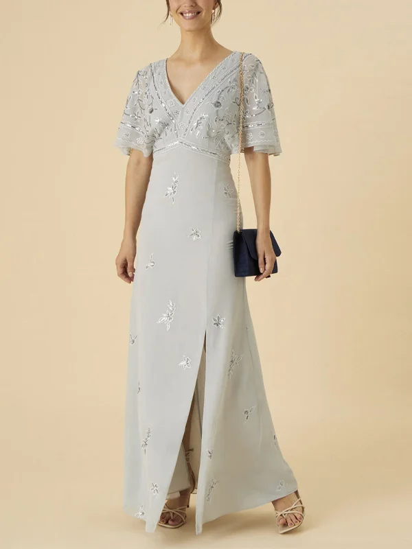 V-Neck Solid Color Maxi Dress