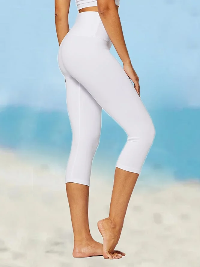 🔥Buy 3 Get 10% Off🔥Women'S Solid Color High Capri Leggings Shorts