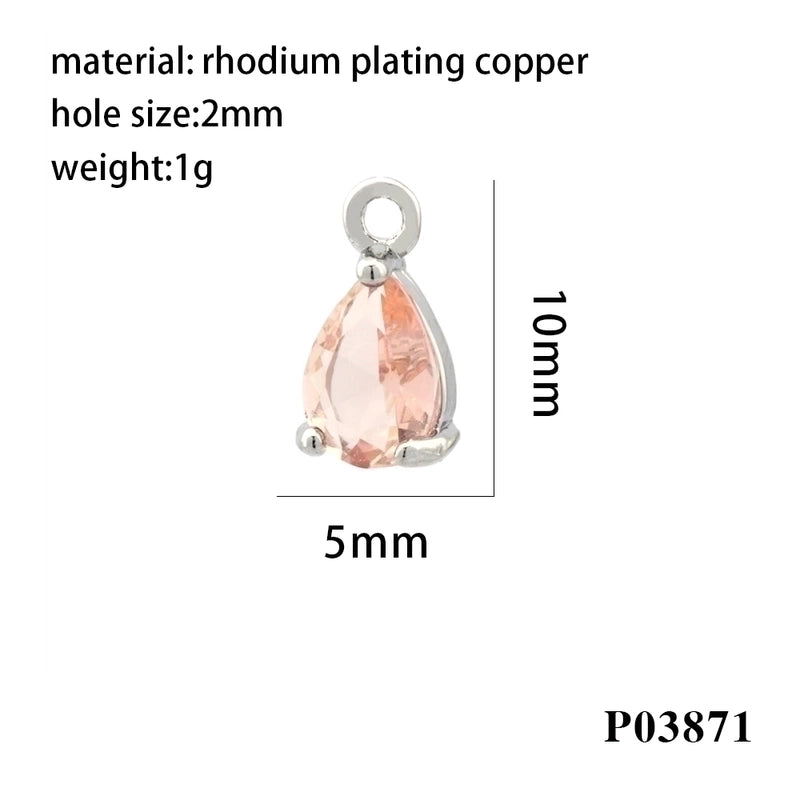 Minimalist Water Droplets Copper Plating Inlay Zircon 18k Gold Plated Charms