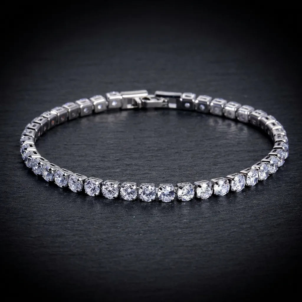JiStones Radiant 4.0mm Micro-Pave Zircon Tennis Bracelet Platinum Finish - White Diamond (17cm)