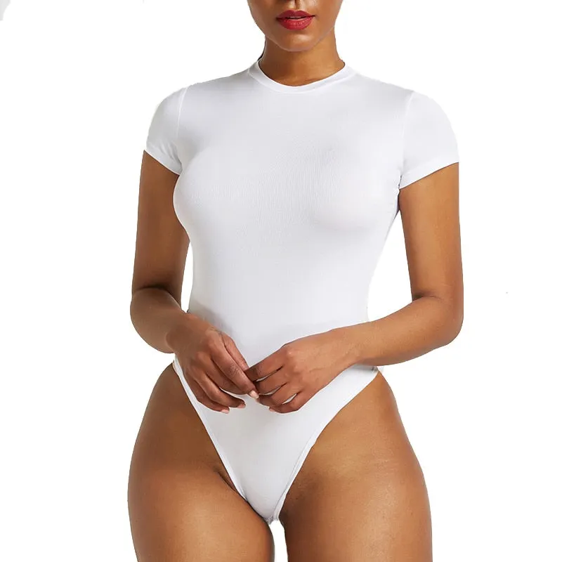 CUHAKCI Summer Sexy Black Bodysuits Skinny Short Sleeve Women Top 2020 Fashion Solid Casual Playsuit Body Mujer Jumpsuit O Neck