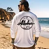 Men's Vintage Surf Aloha Print Crew Neck Long Sleeve T-Shirt by Inlyline
