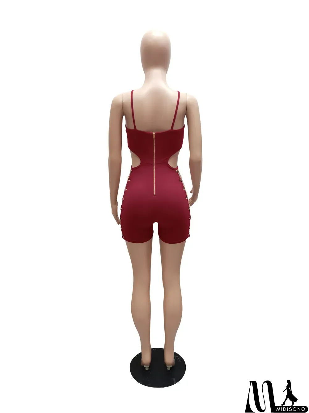 MidiSono - Sleeveless Chain Wrap Hip Slim Sexy Jumpsuit