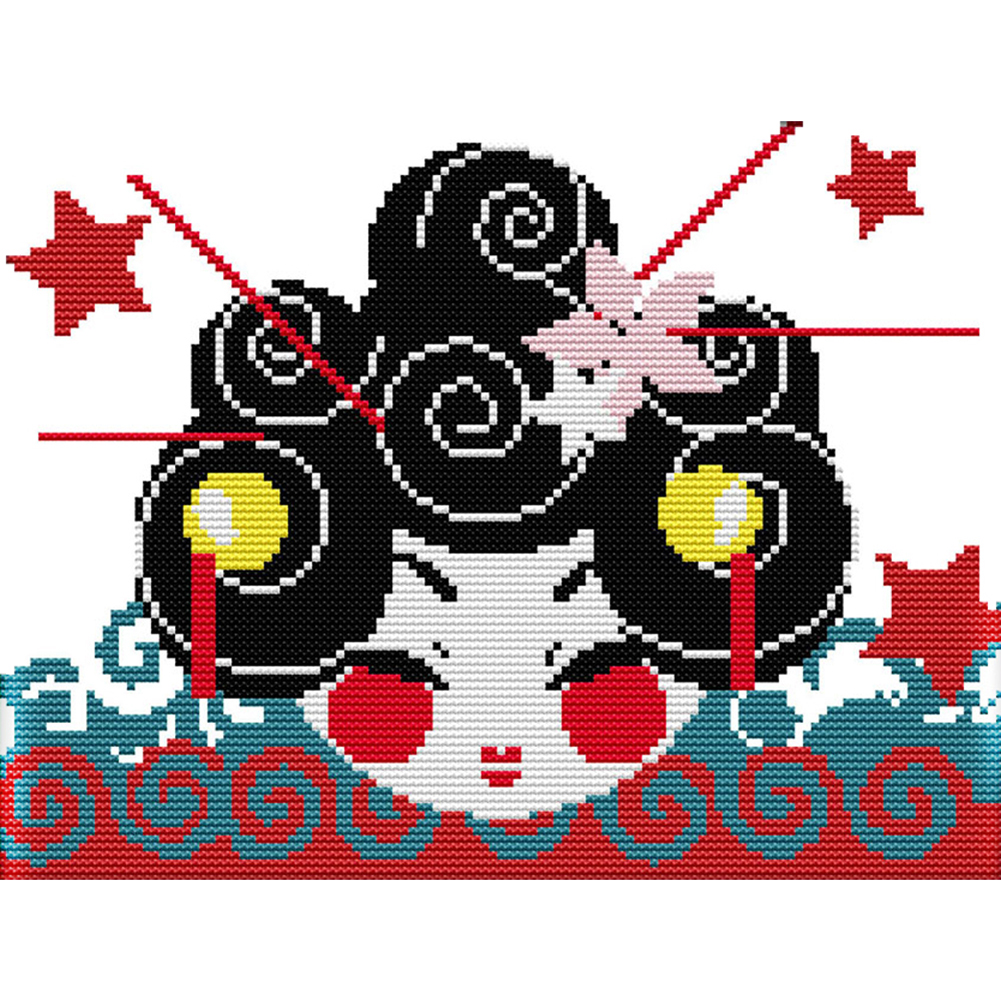 

Japanese Doll - 14CT Stamped Cross Stitch - 30*22CM, 501 Original