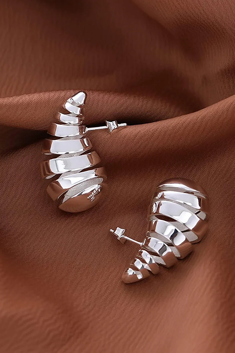 Simple Water Drop Spiral Cut Out Earrings