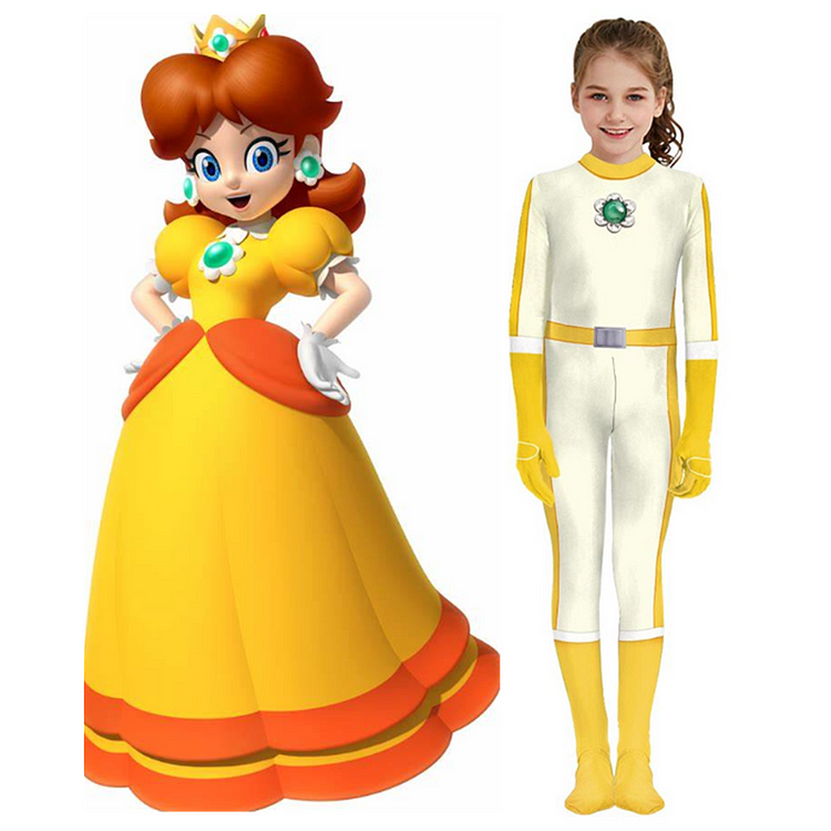 Kids The Super Mario Bros Daisy Cosplay Costume Outfits Halloween Carnival Party Disguise Suit