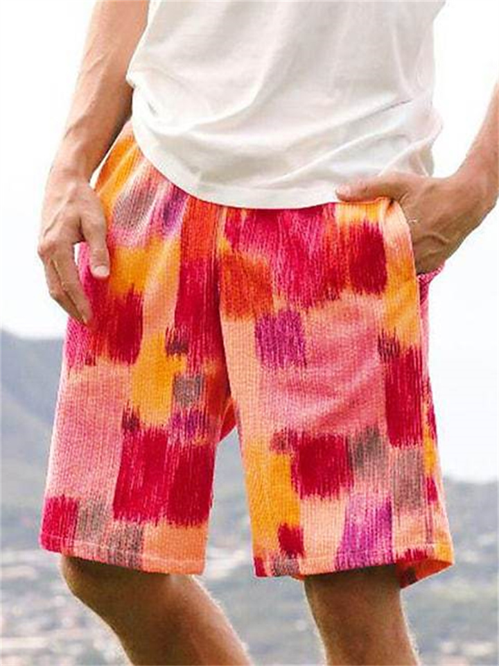 Mens Shorts Graffiti Printed Color Block Shorts Summer Casual S M L XL 2XL 3XL 4XL 5XL