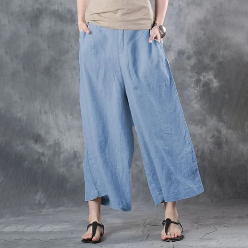 Vintage Plain Pocket Texture Loose Pant