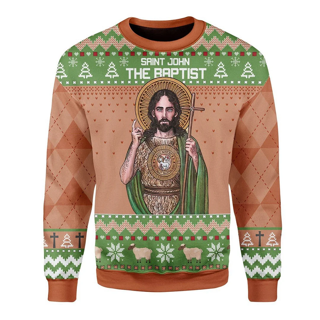 Men's Saint John The Baptist Ugly Christmas Sweatshirt / DarkAcademias /Darkacademias