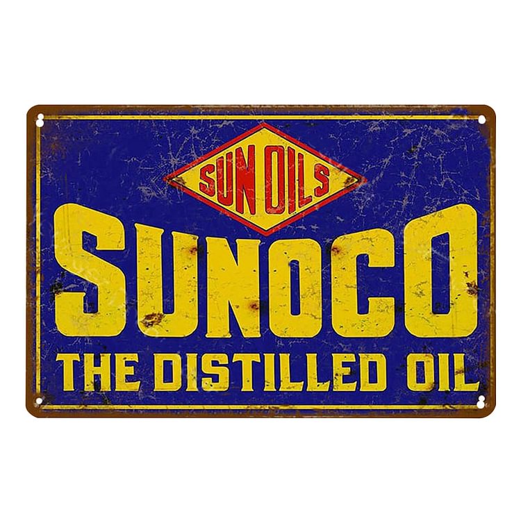 Sunoco The Distilled Oil - Vintage Tin Signs/Wooden Signs - 7.9x11.8in & 11.8x15.7in