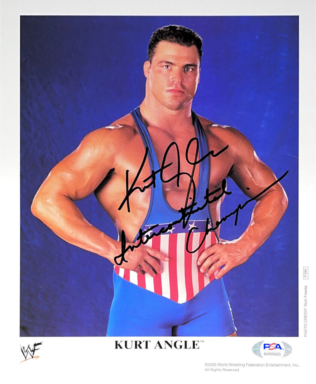 WWE KURT ANGLE P-580 HAND SIGNED AUTOGRAPHED 8X10 PROMO Photo Poster painting WITH PSA COA 2