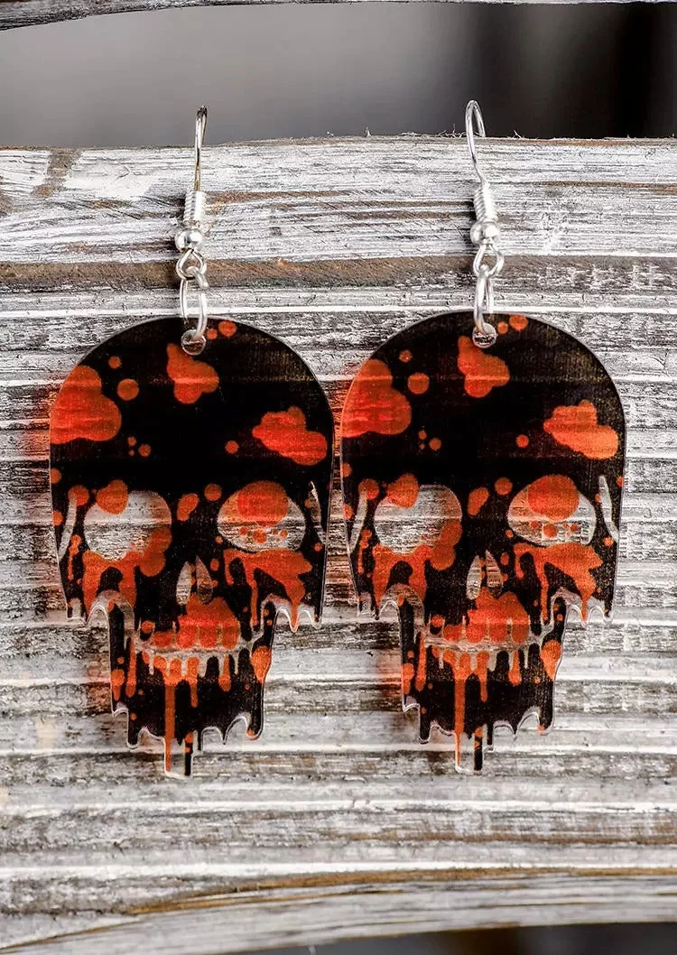 Halloween Skull Acrylic Hook Earrings