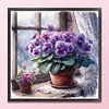 Violets By Window-11CT Stamped Cross Stitch 40*40cm/15.75*15.75in tapestrymarket