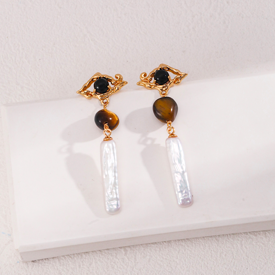 Evil Eye Multi Gemstone Gold Plated Drop Earrings