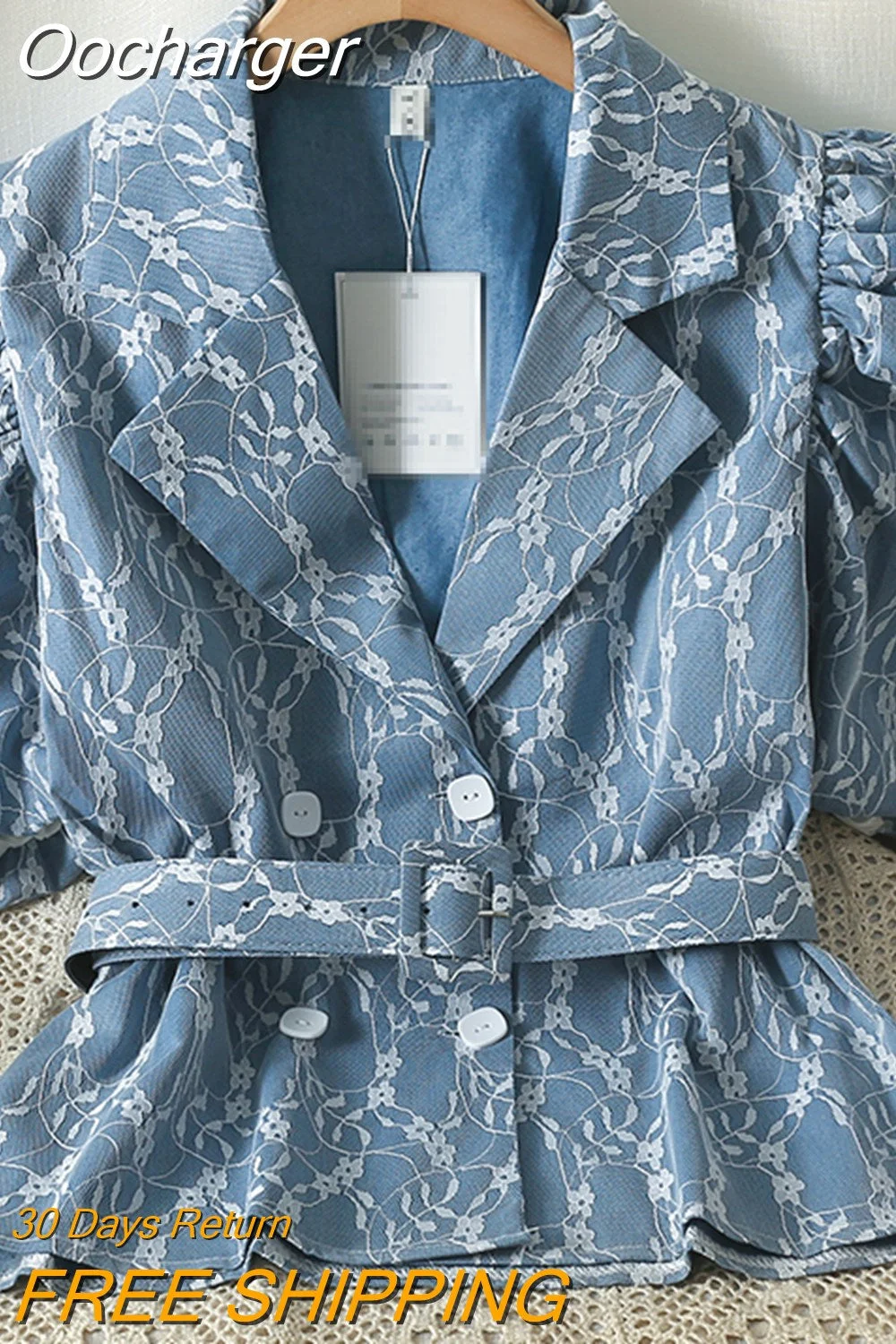 Oocharger Women Shirts Print Notched Puff Sleeve Vintage Short Summer Blouses Korean Fashion Elegant Sweet Blusas Mujer