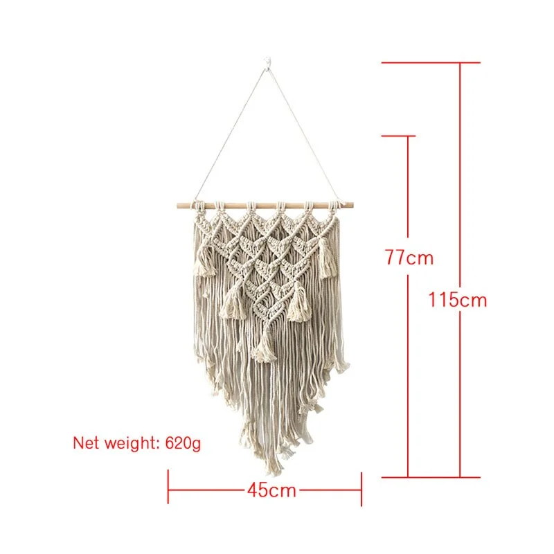 Macrame Tapestry Handmade Woven Macrame Wall Hanging Tapestry Leaf Feather Boho Decoration Home Decor Aesthetic Wall Tapestry
