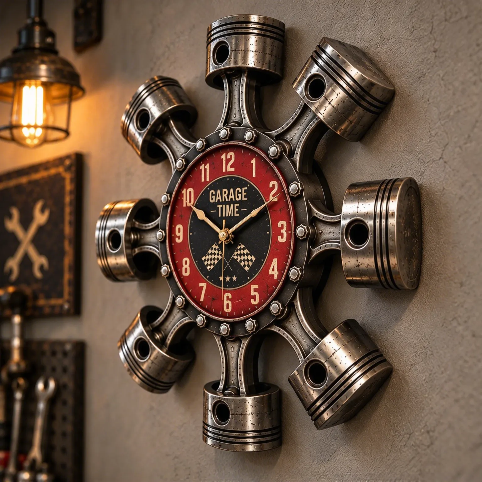 Radial Piston Engine Wall Clock