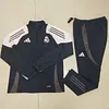2024/2025 Real Madrid Royal Dark Gray Half-Pull Training Suit Football Shirt 1:1 Thai Quality Set