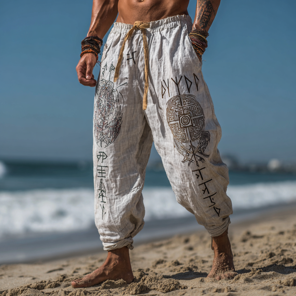 Men's Viking Mystical Runes Celtic Totem Summer Casual Pants / Rvogue / Rvogue