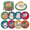 8pcs DIY Cartoon Cat Diamond Painting Acrylic Coasters