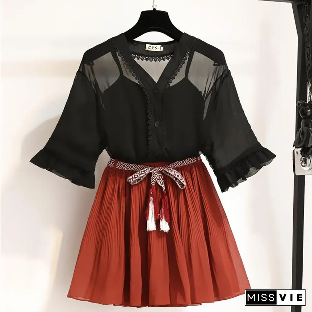 Elegant Chiffon Three-Piece Set P11346