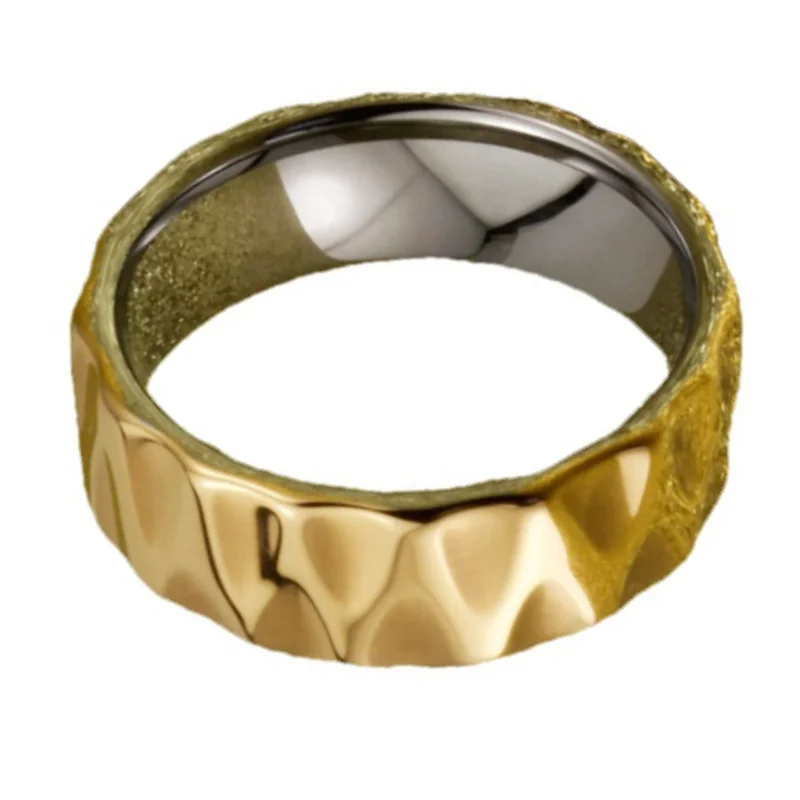 8MM Gold Women's Or Men's Tungsten Carbide Wedding Faceted Rings Comfort Fit