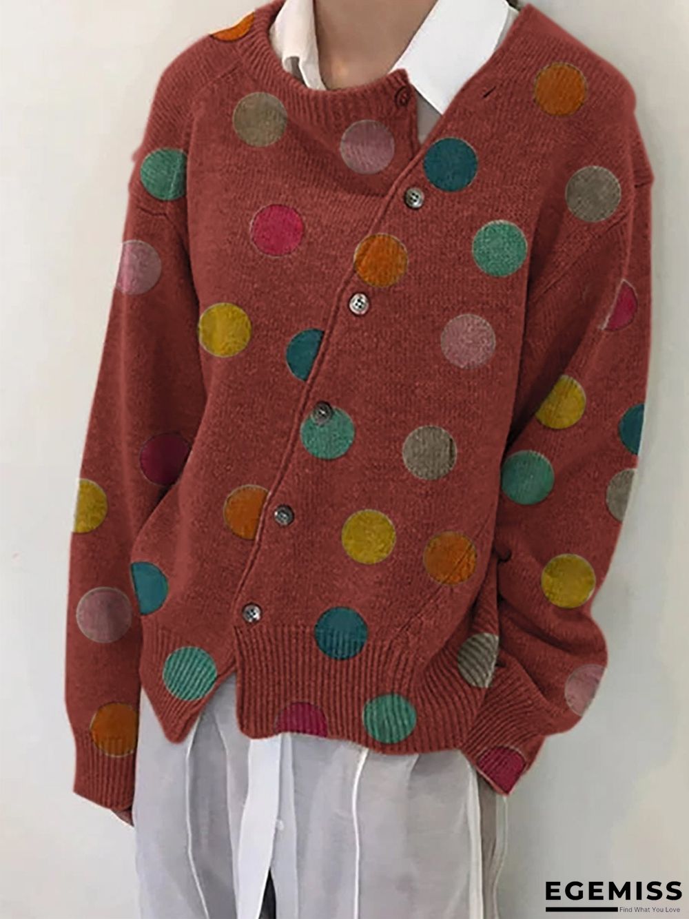 Acrylic Casual Polka Dots Sweater | EGEMISS
