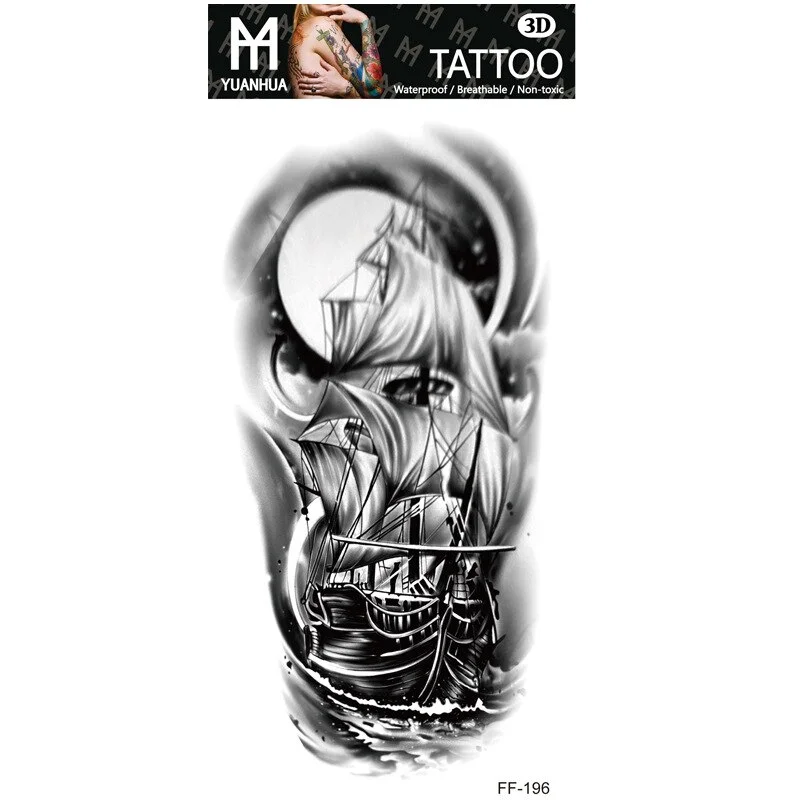 Sdrawing Forest Tattoo Sticker for Men Women Children Tiger Wolf Death Skull Temporary Tattoo Fake Henna Skeleton King Animal Tatoo