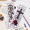 Gothic Roses 14CT 2 Strands Cross Stitching Bookmark Kit 6PCS Single-Sided Stamped Embroidery Page Marker Set Vintage Stamped Cross Stitch Page Charm for Teachers Bookworms Women Readers tapestrymarket