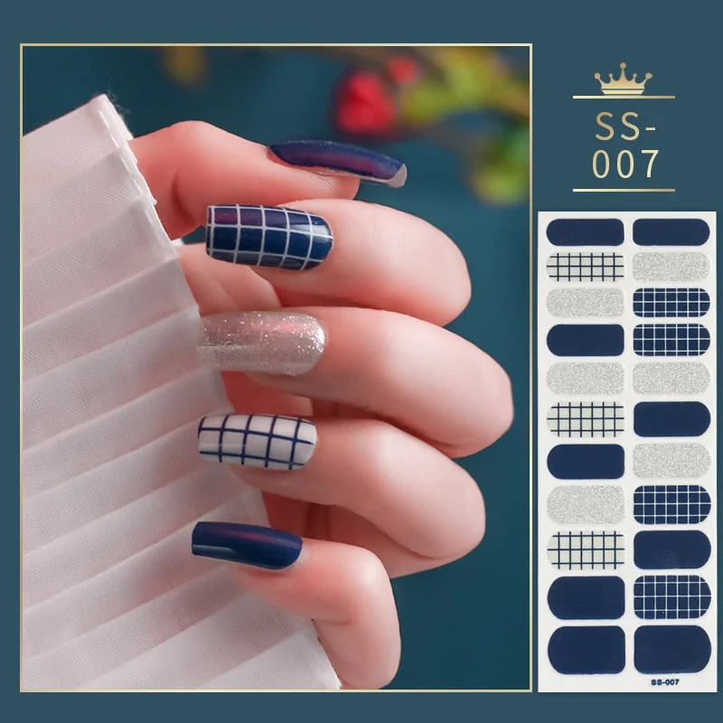 22Tips Colorful Nail Stickers Nail Accesoires Full Cover Stickers for Nails Self Adhesive Nail Art Nails Sticker Designer Shiny