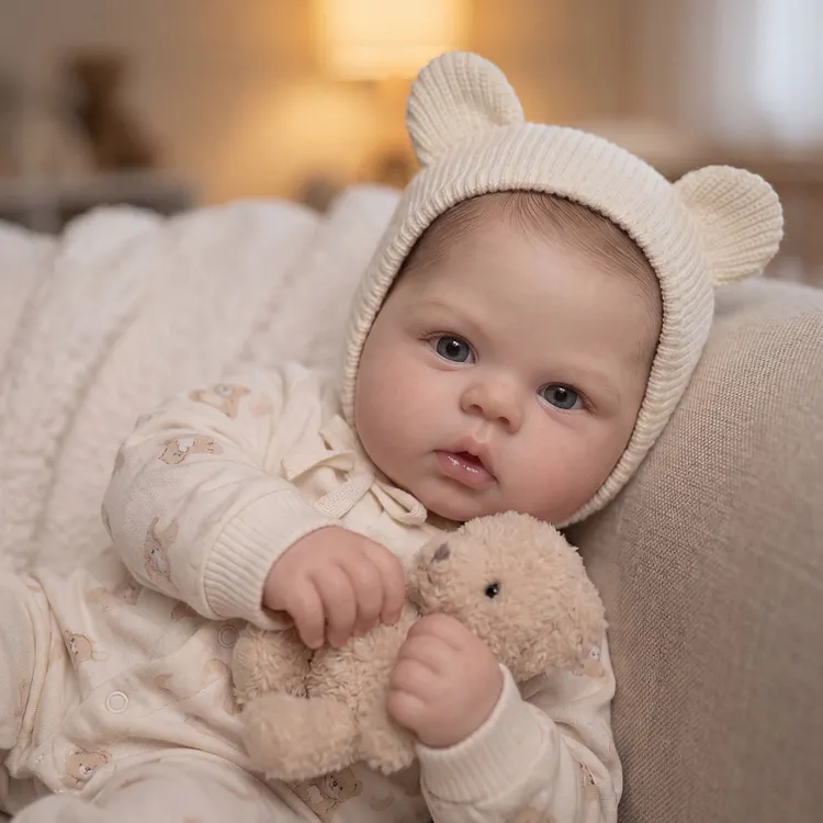 Babeside Olin 20" Reborn Baby Boy Doll &ndash; Realistic Newborn with Bear Hat, Soft Vinyl & Cloth Body