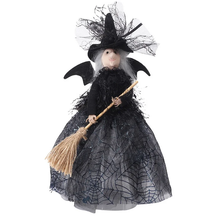 Halloween Spider Web Broom Witch Dwarf Plush Toy - Modakawa Modakawa