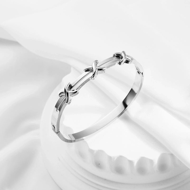 Retro Streetwear Solid Color Stainless Steel Plating 18k Gold Plated Bangle