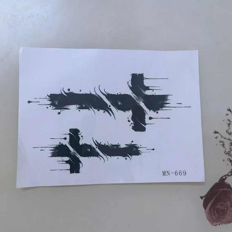Dark Cross Temporary Tattoo Stickers Men and Women Splash Ink Cool Waterproof Gothic Rock Fake Tattoos Arm Art Tattoo Stickers