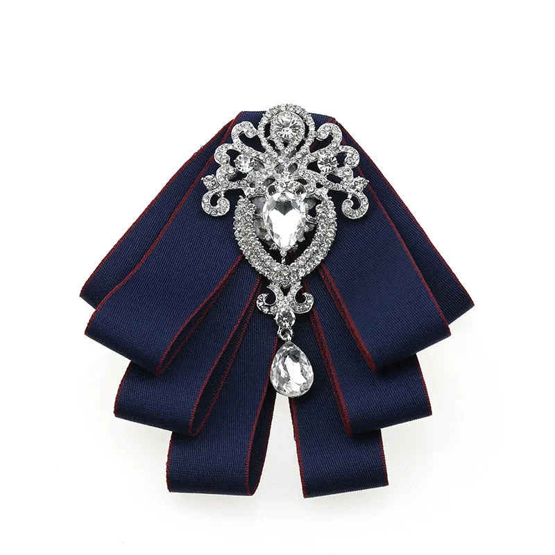 Luxury Black Rhinestone Handmade Bow Tie Men's Wedding Groomsman High-end British Boy Business Suit Shirt Bowtie Set