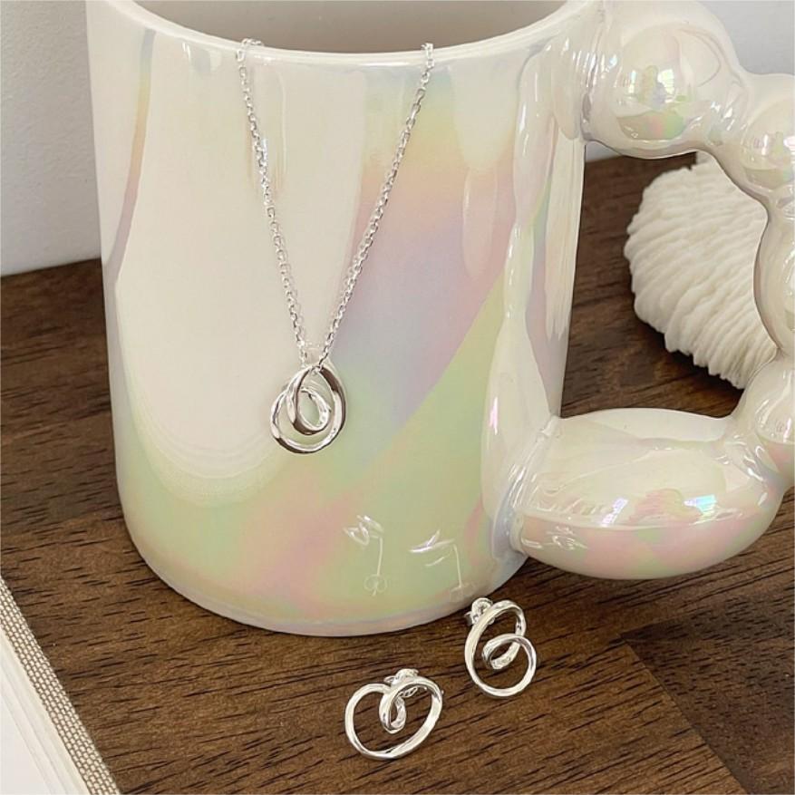 925 Sterling Silver Korean Tulip Geometric Silver Electroplating Necklaces