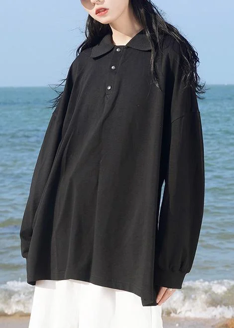 women's 2020 early fall  black new loose  pure cotton top