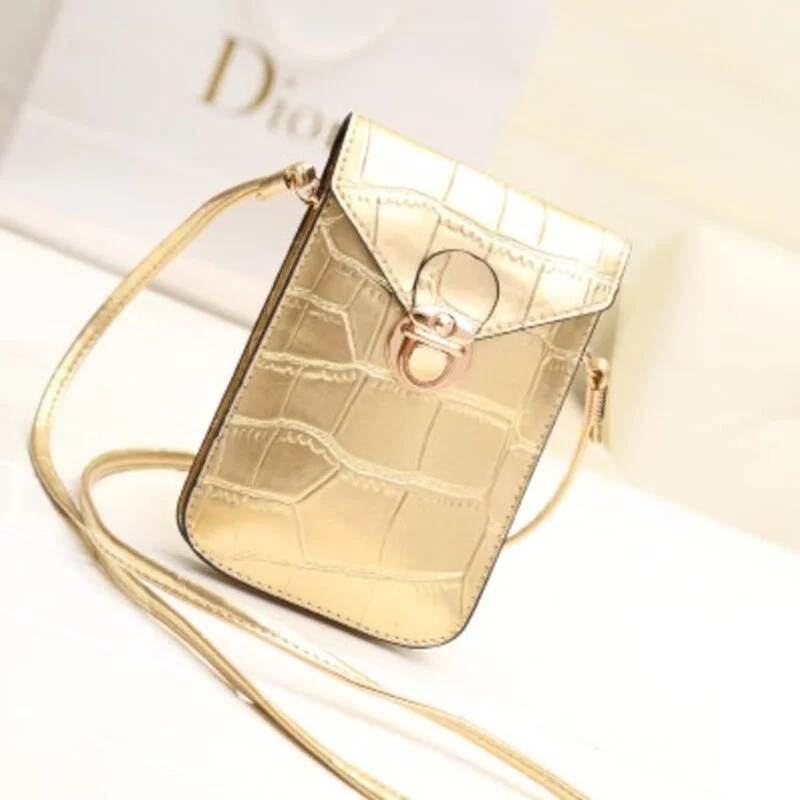 Silver Mobile Phone Mini Bags Small Clutches Shoulder Bag Crocodile Leather Women Handbag Black Clutch Purse Handbag Flap