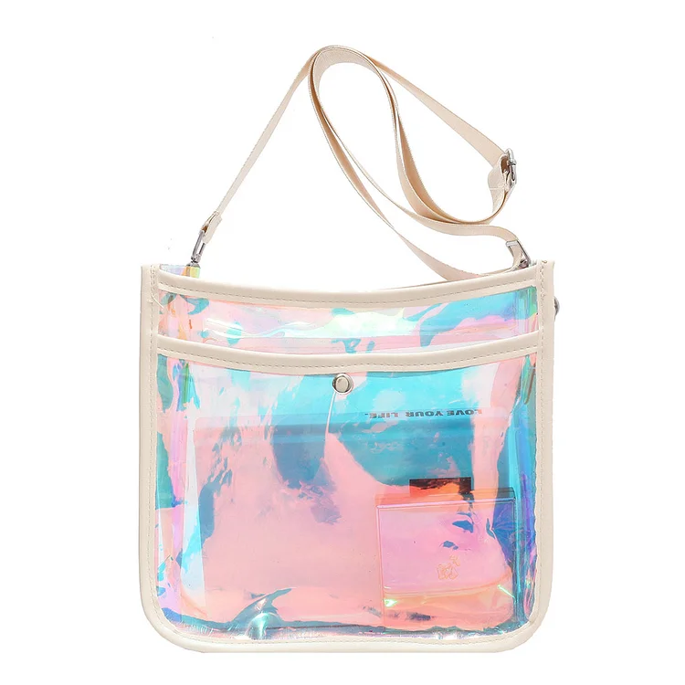 Women Female Clutch Plastic Laser Transparent Hobo Bag Fashion for Birthday Gift-Annaletters